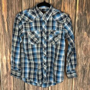 Boys Pintlar Plaid Button Down Shirt- Larger